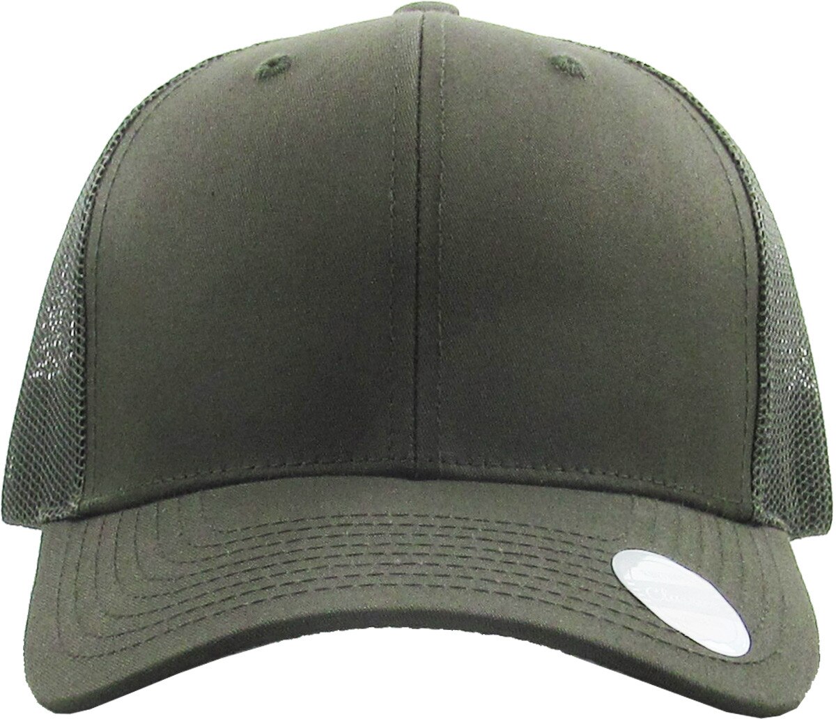Olive Classic 6 Panel Trucker Mesh Snapback Front View